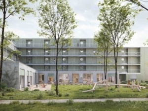 Karlsruhe Greenville Baufeld 6 Innenhof Wettbewerbsbeitrag Visualisierung für Bogevischs Buero von Hadaimages
